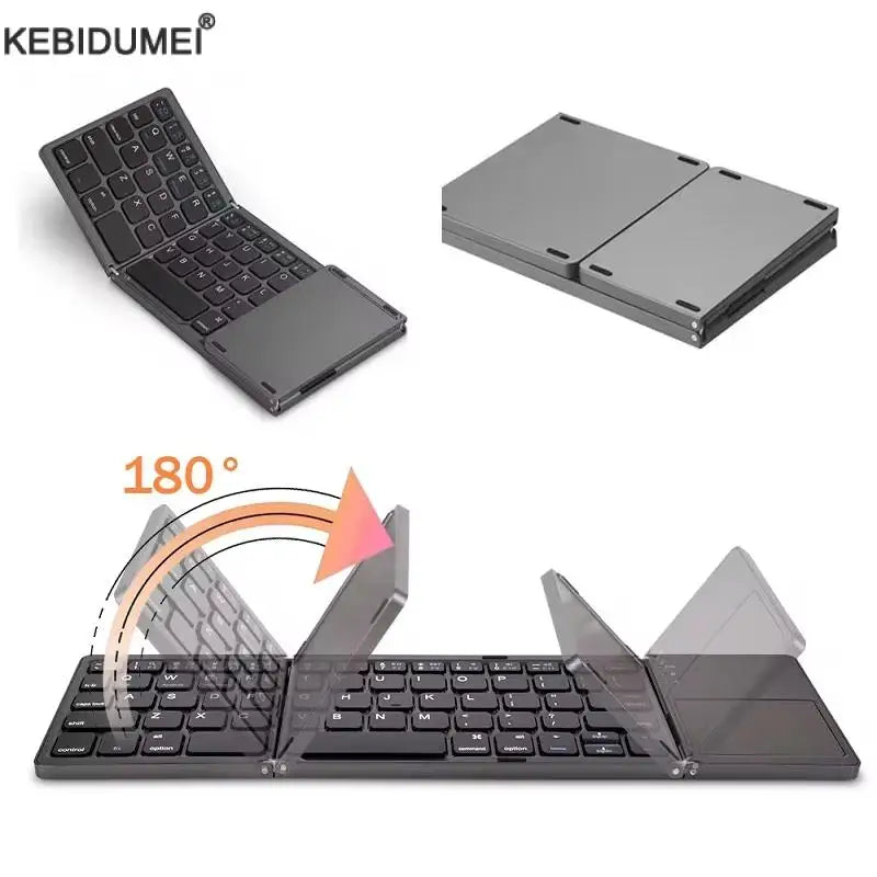 Ultra-Slim Folding Keyboard - Precision Bluetooth with Integrated Touchpad