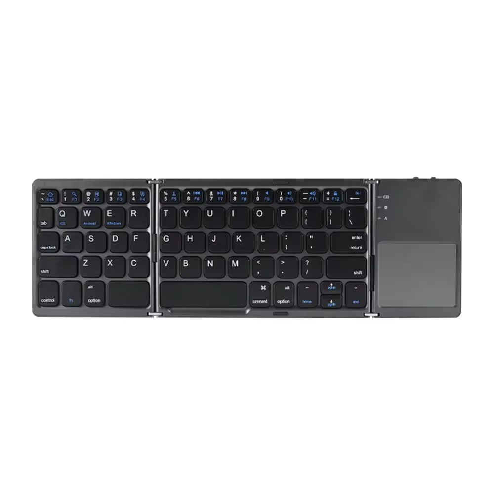Ultra-Slim Folding Keyboard - Precision Bluetooth with Integrated Touchpad