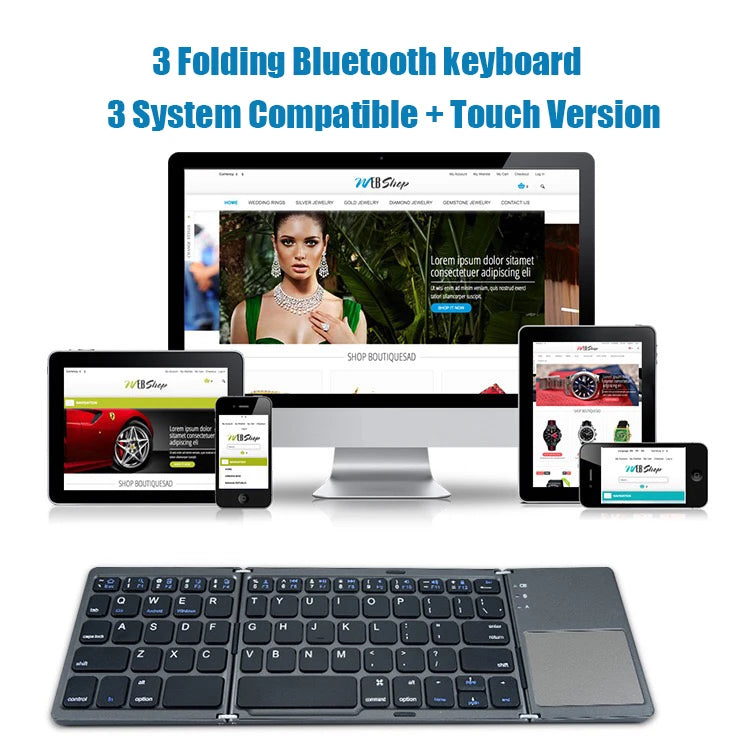 Ultra-Slim Folding Keyboard - Precision Bluetooth with Integrated Touchpad